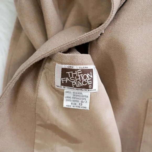 Vintage Sears Roebuck Blazer Sz 12 Wool Blend Camel Tan Brass Nautical Academia - Picture 10 of 10